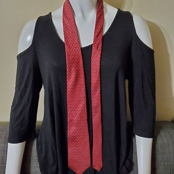 Geoffrey Beene Red & Blue Mini Paisley Silk Tie - Picture 3 of 5